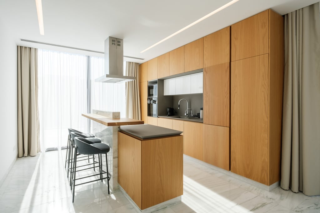 A fully equipped apartment kitchen prepared for move-in