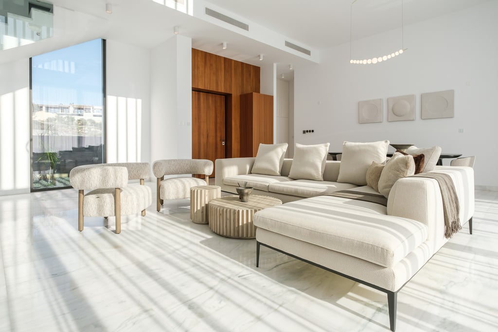 Bright furnished apartment with a city view