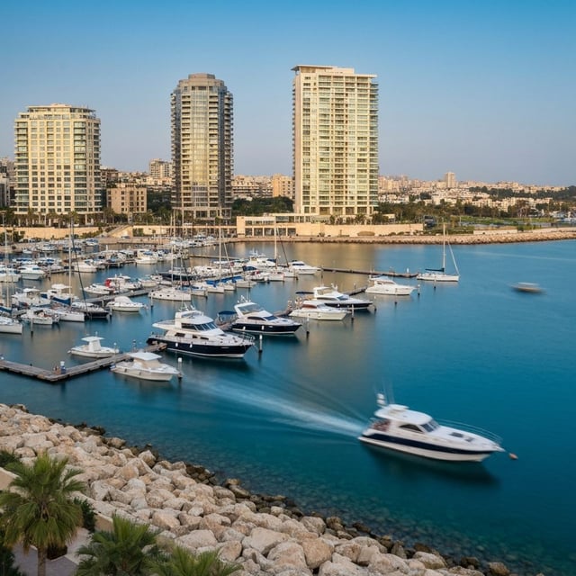 Limassol city skyline and seafront, Cyprus